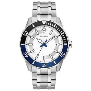 Reloj Bulova 98B349 para Hombre Fecha Acero Inoxidable Dial Blanco