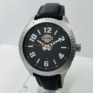 Reloj Bulova Harley Davidson 76B181 Edicion Limitada Fecha Acero Inoxidable Correa de Cuero Negro