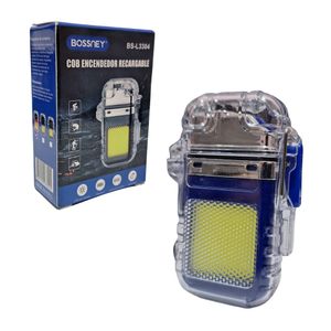 Encendedor Electrico Modelo Zippo con Linterna Recargable Azulino Bossney Bs-L3304