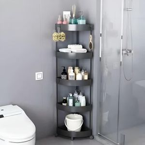 Organizador Esquinero Con Ruedas De 5 Niveles Negro   408NE03