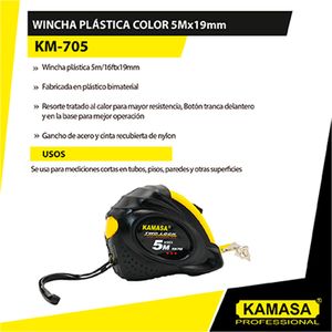 Wincha Pvc Kamasa 5Mx19Mm C/Iman 2 Trabas KM705