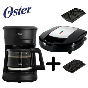 Combo Cafetera Oster 5 tzas BVSTDCS51B + Sanguchera Waflera CKSTSM3892