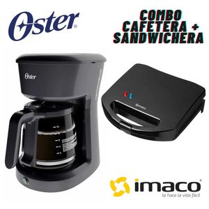 Combo Cafetera Oster 12 tzas BVSTDCS121B + Sandwichera Imaco Ist 101N Negro
