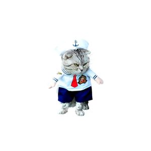 Disfraz para Gato y Perro de Marinero Azul y Blanco