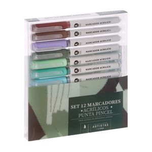 Set 12 Plumones Acrílicos Pincel