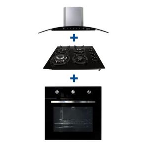 Combo: Horno empotrable GN + Encimera vidrio GN + Campana Chimenea touch 60