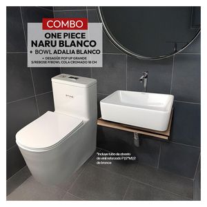 Combo Naru Blanco + Bowl Adalia + Desagüe Pop Up P/Bowl Cromado  -  Stone