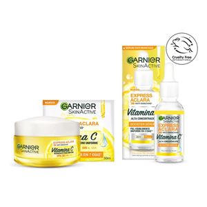 Crema Gel Hidratante Todo Uniforme Garnier  FPS30 Anti Manchas 50ml + Serum Express Clara Garnier Vitamina C 30ml