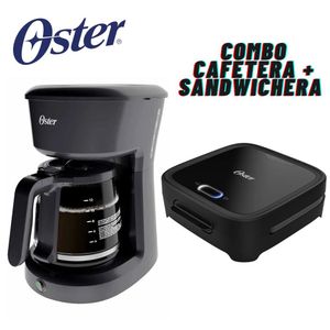 Combo Cafetera Oster 12 tzas BVSTDCS121B + Sanguchera Grill CKSTSM400 Negro