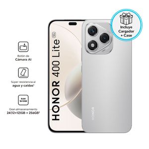 Celular Honor 400 Lite 5G 256GB, 12GB RAM, cámara principal 108MP + 5MP, frontal 16MP, 6.7", Velvet Grey + Cargador/Case de regalo