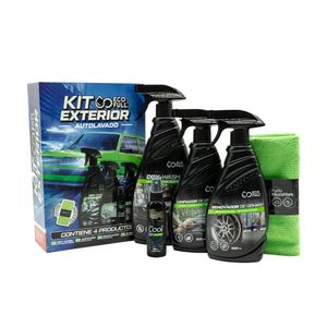 Kit Exterior Drywash + renovador gomas + limpiador cristal + ambientador + paño