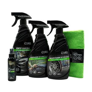 Kit Exterior Drywash + renovador gomas + limpiador cristal + ambientador + paño