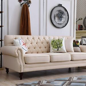 Sofá Chesterfield Brindisi Clásico 3 Cuerpos - Ivory