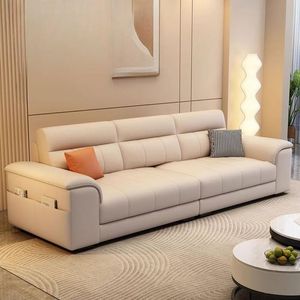 Sofá Acolchado Ferrara 3 cuerpos + Bolsillos Laterales - Aneka Marfil