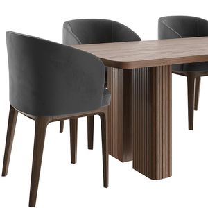 Juego de Comedor Emilia 6 Sillas - Marrón y Negro