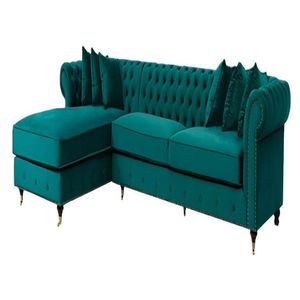 Sofá Chesterfield Majestic Charcoal 3 Cuerpos Sec Izq - Verde Jade