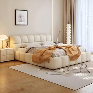 Cama Cami Cuadros King Plz + 2 Veladores - Blanco