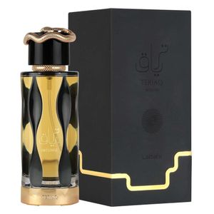 Lattafa Teriaq Intense Eau de Parfum unisex con bergamota, azafrán y ámbar