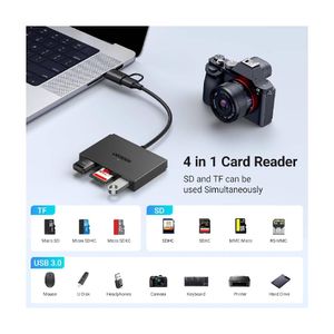 Lector de Tarjetas 4 en 1 UGREEN CM812 USB-C y USB-A - Lee SD, MicroSD