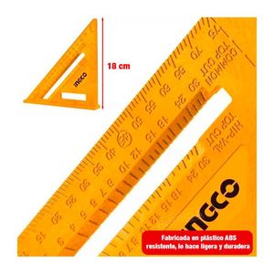 Escuadra Triangular Mulltiangulo 45° Carpintero 18mm Ingco - Has20202