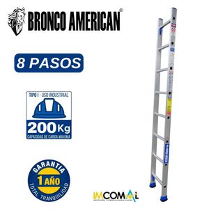 Escalera Aluminio Arrimo de 8 Pasos Cap. Carga Max: 200 Kg Bronco American