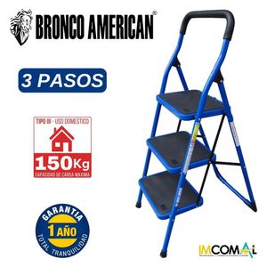 Escalera Acero Tipo Taburete 3 Pasos Cap. Carga Max: 150 Kg Bronco American