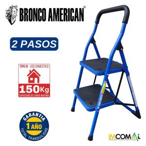Escalera Acero Tipo Taburete 2 Pasos Cap. Carga Max: 150 Kg Bronco American