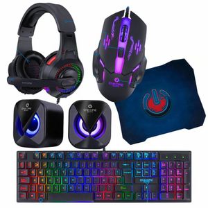 Combo 5 en 1 teclado, audifono, parlante, mouse y pad enkore bravio