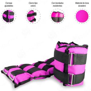 Pesas Muñequeras Tobilleras Peso de 2 kg Pack 2 Unidades Rosado