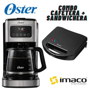 Combo Cafetera Oster 12 tzas BVSTDC4403 + Sandwichera Imaco Ist 101N Negro