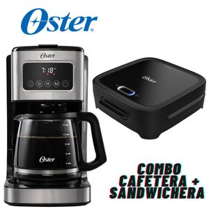 Combo Cafetera Oster 12 tzas BVSTDC4403 + Sanguchera Grill CKSTSM400 Negro