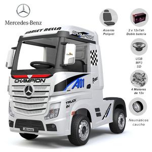 Carro a batería para Niños »ACTROS» White Licenced
