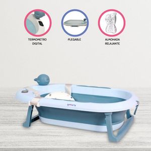 Bañera Plegable Con Rociador «JELLY DIGITAL» Light Blue
