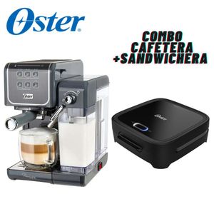 Combo Cafetera Oster PrimaLatte BVSTEM6801M + Sanguchera Grill CKSTSM400 Negro