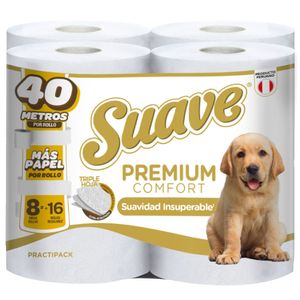 Papel Higiénico SUAVE Premium Comfort 40mts Paquete 8un