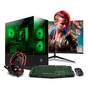 PC GAMER HYDRA GREEN RYZEN 7 5700X 32GB 500GB 24" CURVO RTX3060 12GB MI PC LISTA MIPCLISTA