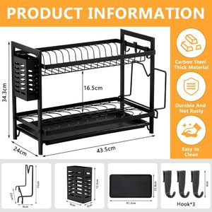 Secador / Escurridor / Organizador de platos y cubiertos de 2 niveles.