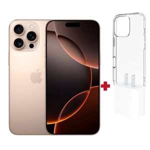 Iphone 16 PRO MAX 256GB (CHIP FISICO) + Cargador Apple USB-C 20W + Case - TITANIO DESERT