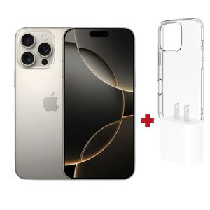 Iphone 16 PRO MAX 256GB (CHIP FISICO) + Cargador Apple USB-C 20W + Case - TITANIO NATURAL