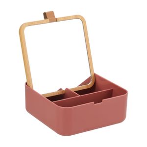 Joyero Bambú Cuadrado con Espejo 14x14x5,5 cm
