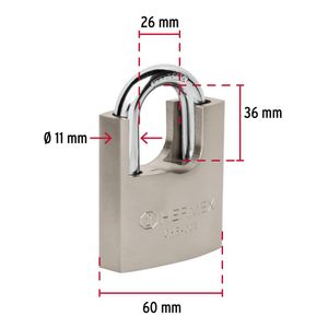 Candado de Hierro 60mm Llave Antiganzua 43314 Hermex