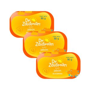 Pack Jabón para Bebé DR ZAIDMAN Glicerina Bolsa 80g x3un
