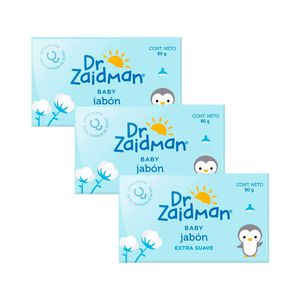 Pack Jabón para Bebé DR ZAIDMAN Humectante Bolsa 80g x3un