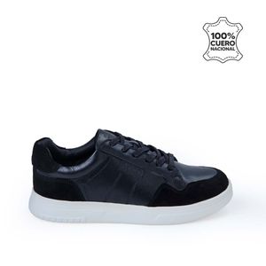 Zapatilla  Casual JOSE-2535 Negro Rabbit Cuero