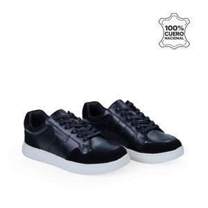 Zapatilla  Casual JOSE-2535 Negro Rabbit Cuero