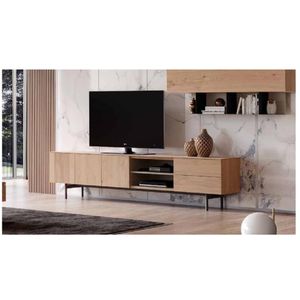 Mesa de TV Contemporánea Aragon 65" color Duna 3 puertas 2 cajones TU MESITA 200 cm