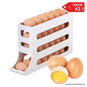 Contenedor Organizador Deslizante de Huevos 4 niveles Pack x2 Marfil