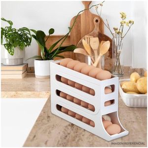 Contenedor Organizador Deslizante de Huevos 4 niveles Pack x2 Marfil