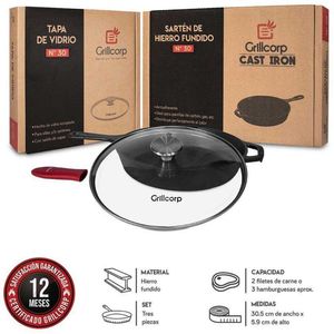 Sartén n°30hf + tapa de vidrio templado + mango de goma