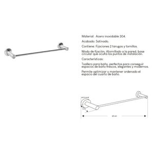 Toallero 6600S de 60 cm Acero Inoxidable Plateado